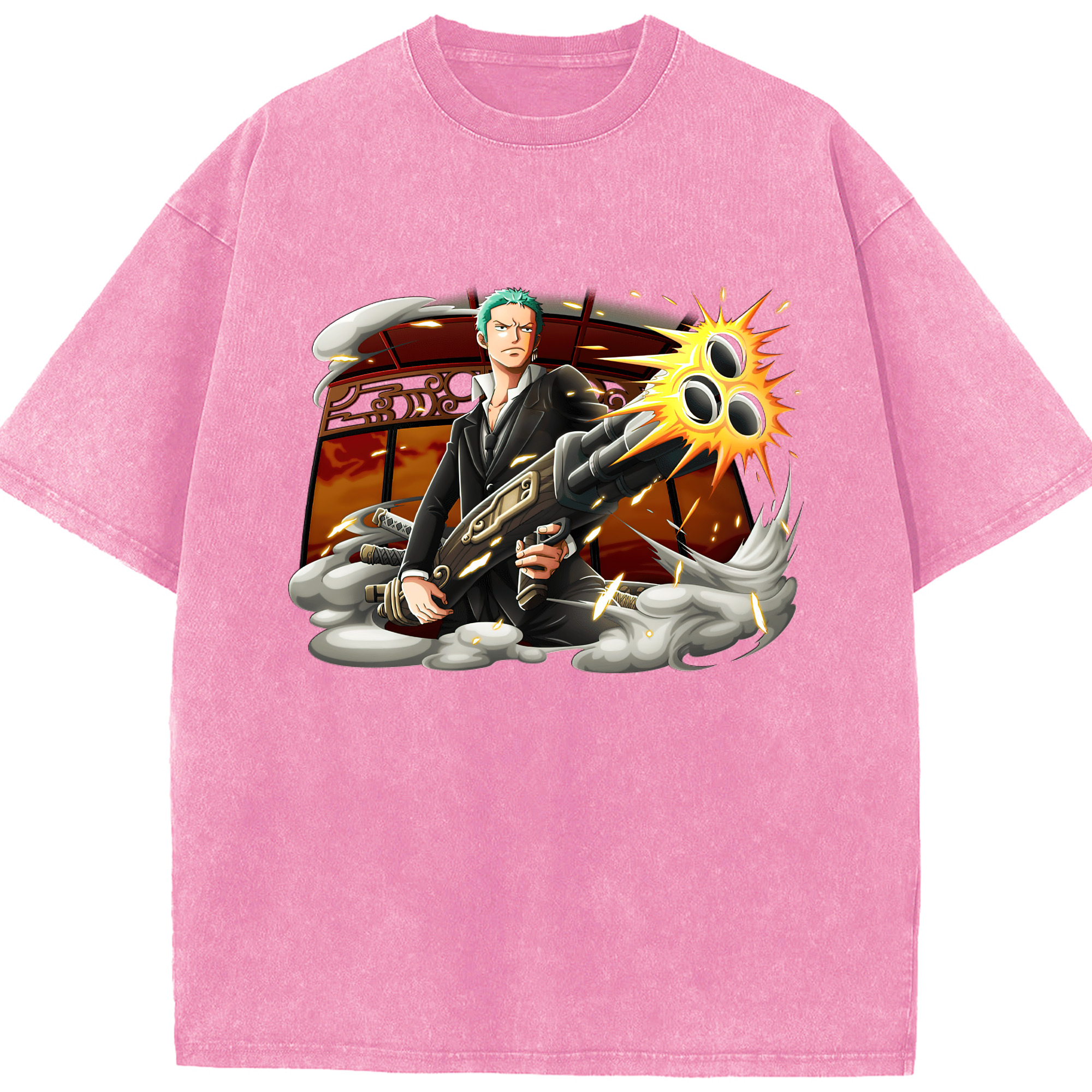 ワンピース ロロノア・ゾロ ONE PIECE Roronoa Zoro 綿100% ヴィンテージ風 半袖Tシャツ（フロントプリント）